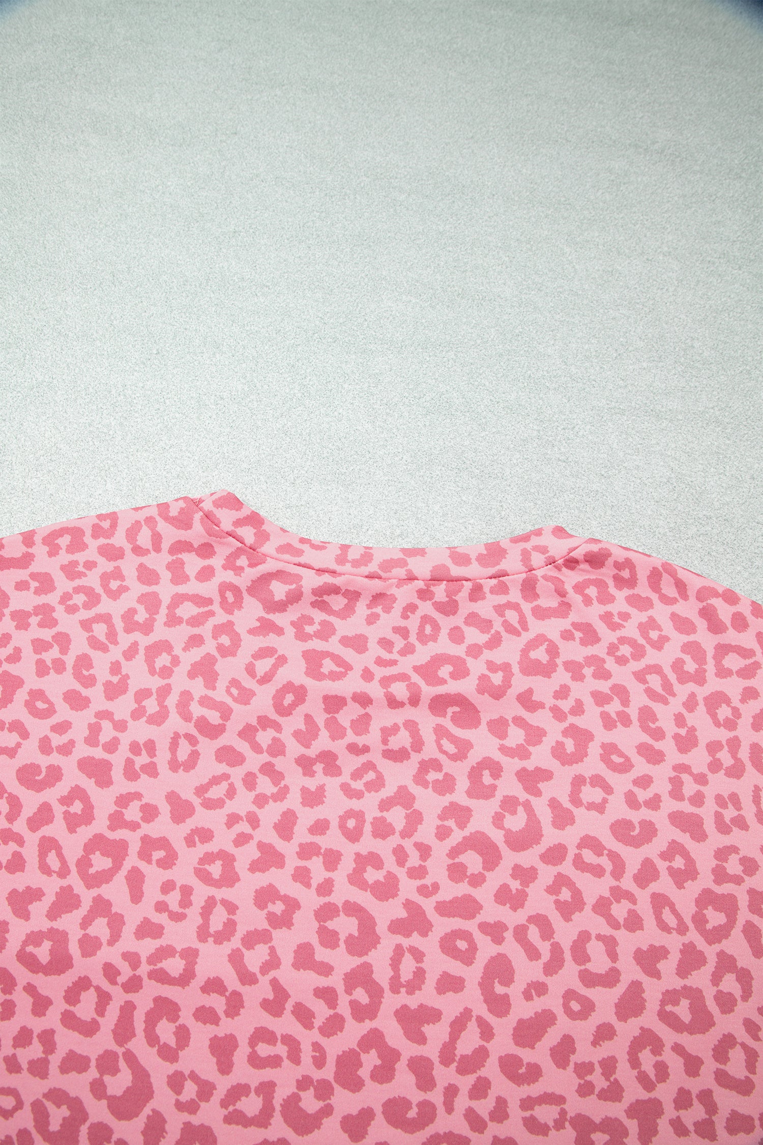 Apricot Leopard Print Varsity Striped Detail 3/4 Sleeve Top Shift Pant Set