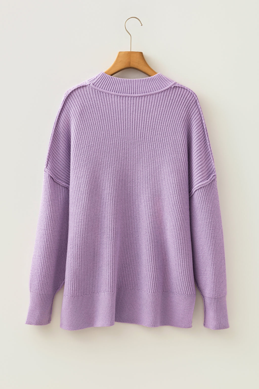 Chestnut Solid Color Mock Neck Oversized Tunic Sweater