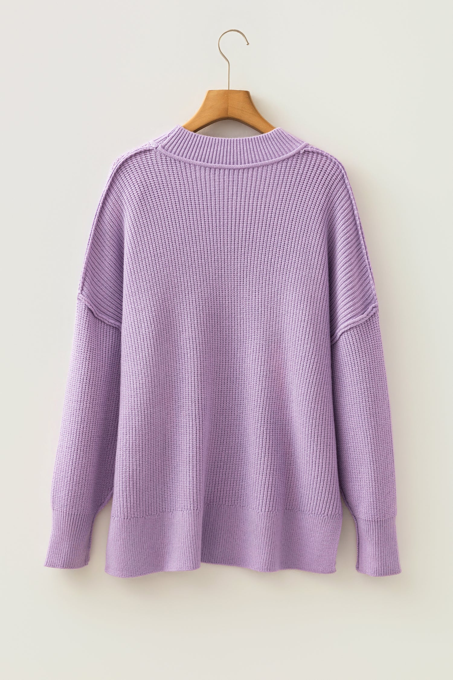Chestnut Solid Color Mock Neck Oversized Tunic Sweater