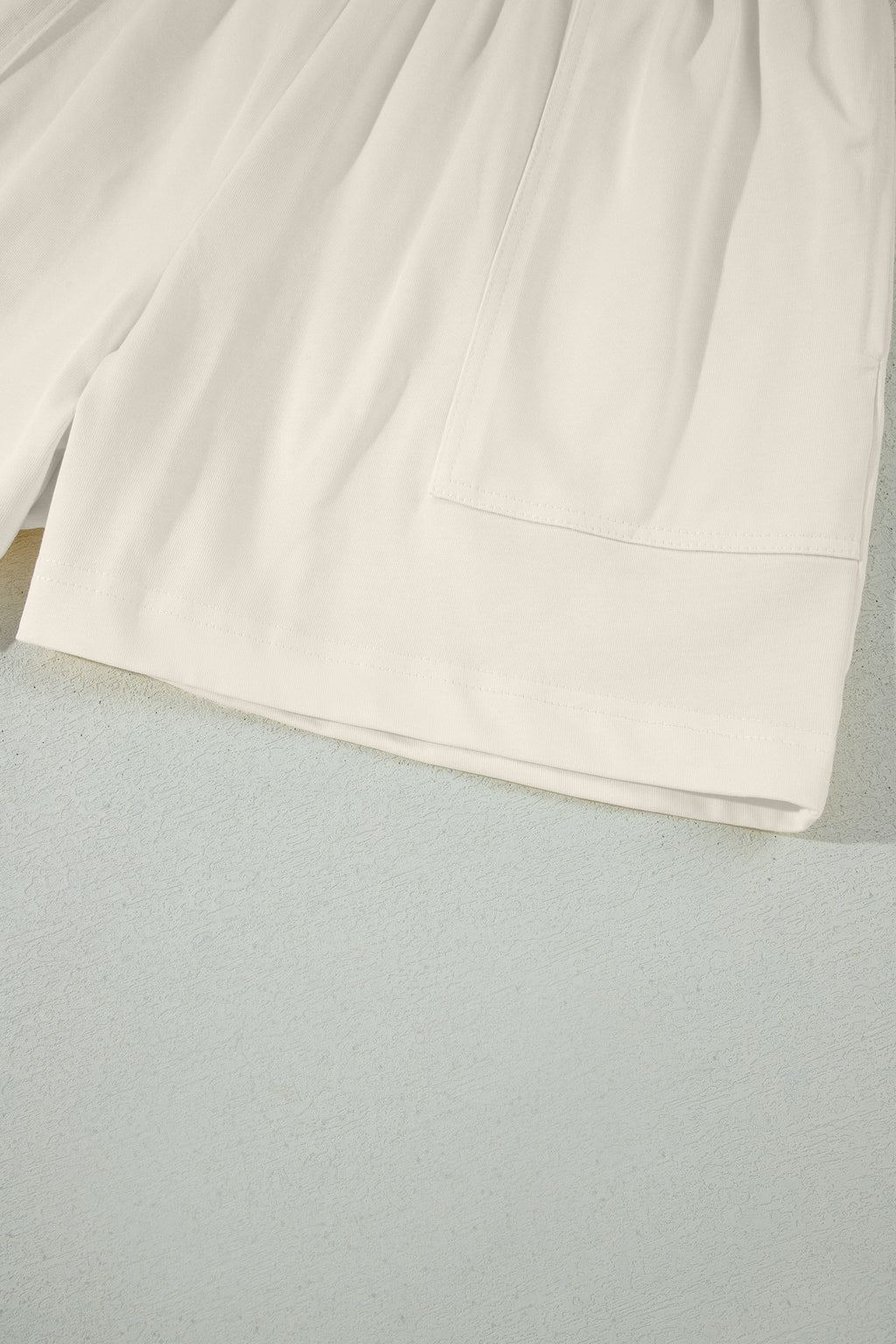 Beige Stitched Detail Loose Tank Top Cotton 2pcs Short Set