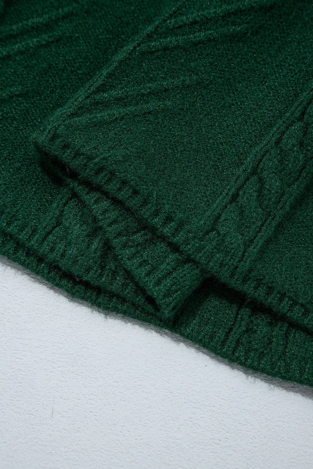 Blackish Green Ribbed Cable Knit Ribbon Knot Sweater Mini Dress