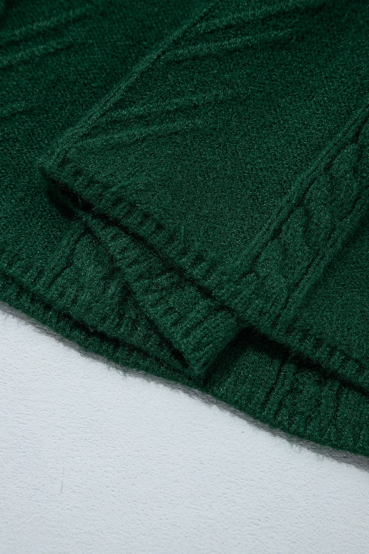 Blackish Green Ribbed Cable Knit Ribbon Knot Sweater Mini Dress