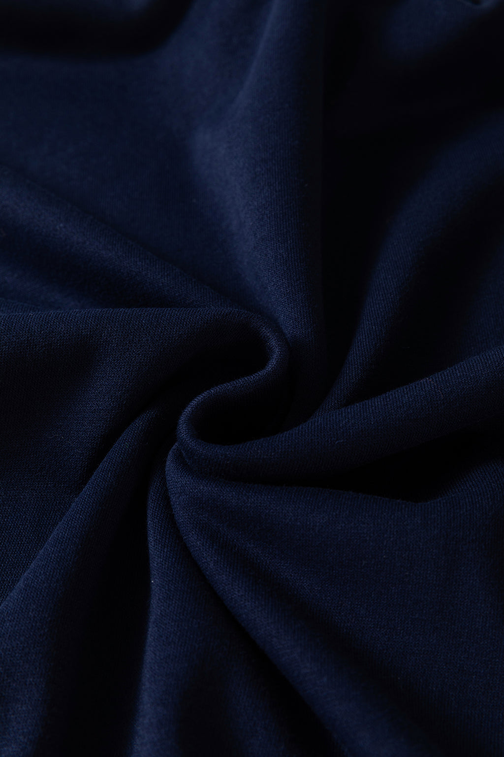 Navy Blue Ribbed Stand Neck Long Sleeve Loose Fit Sweatshirt