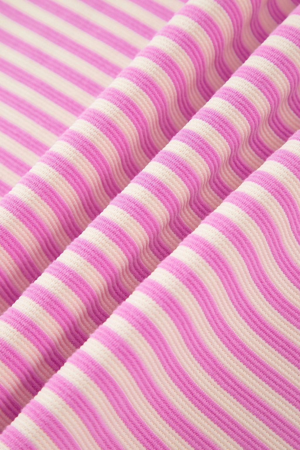 Pink Stripe Color Block Detail Split Neck Short Sleeve Blouse