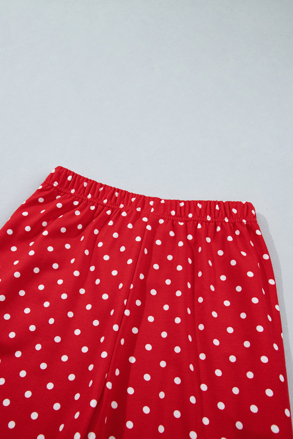 Blue Polka Dot Drawstring Wide Leg Long Sleeve Top Pant Set