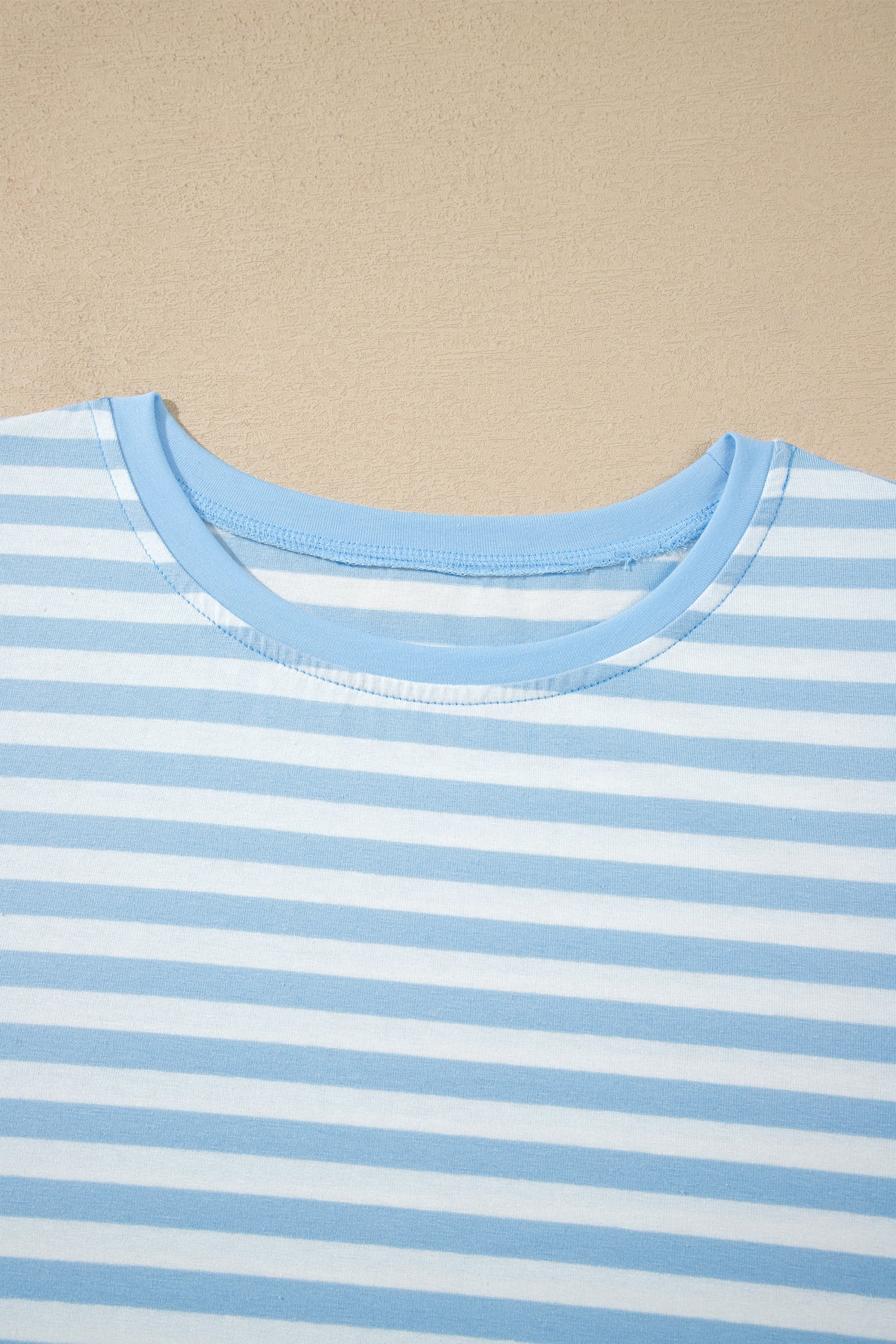 Sky Blue Stripe Slim Tank Contrast Ruffle Mini Skirt Set