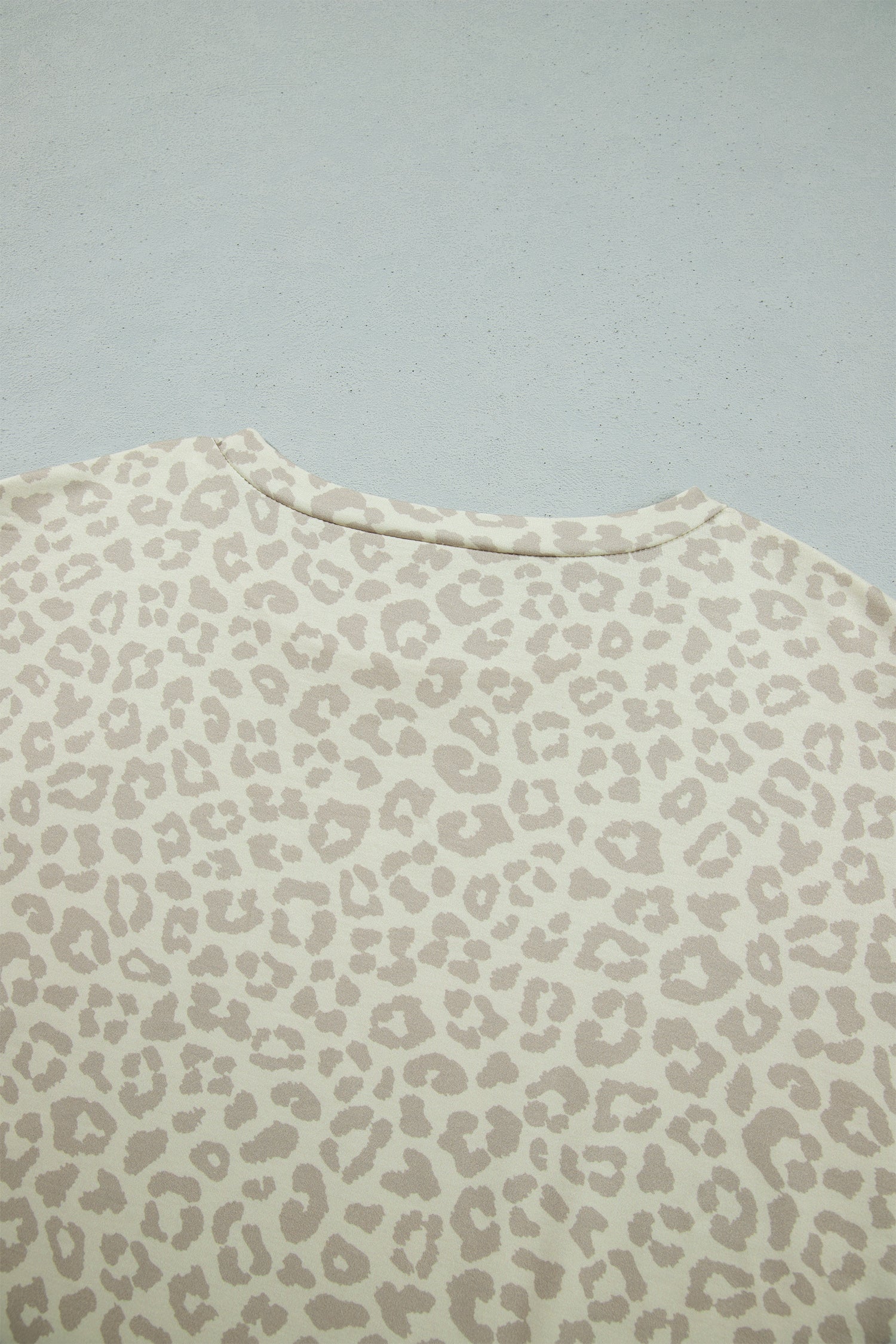 Apricot Leopard Print Varsity Striped Detail 3/4 Sleeve Top Shift Pant Set