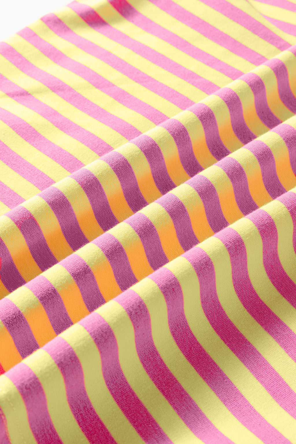 Pink Stripe Colorblock Trim V Neck Tee Drawstring Elastic Waist Short Set