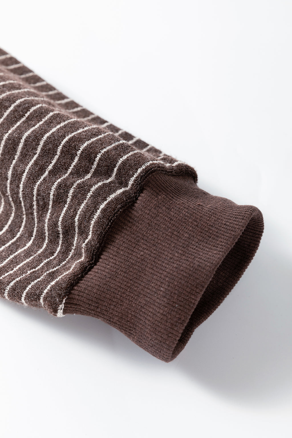 Black Stripe Cozy Terry Knit Long Sleeve Pullover Pocketed Shift Pants 2pcs Sets