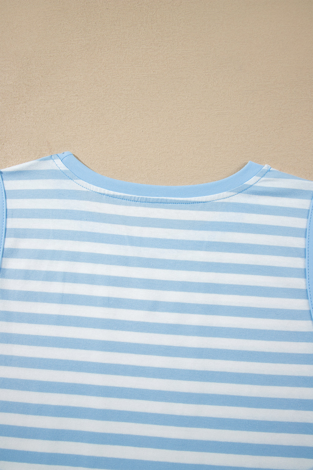 Sky Blue Stripe Slim Tank Contrast Ruffle Mini Skirt Set