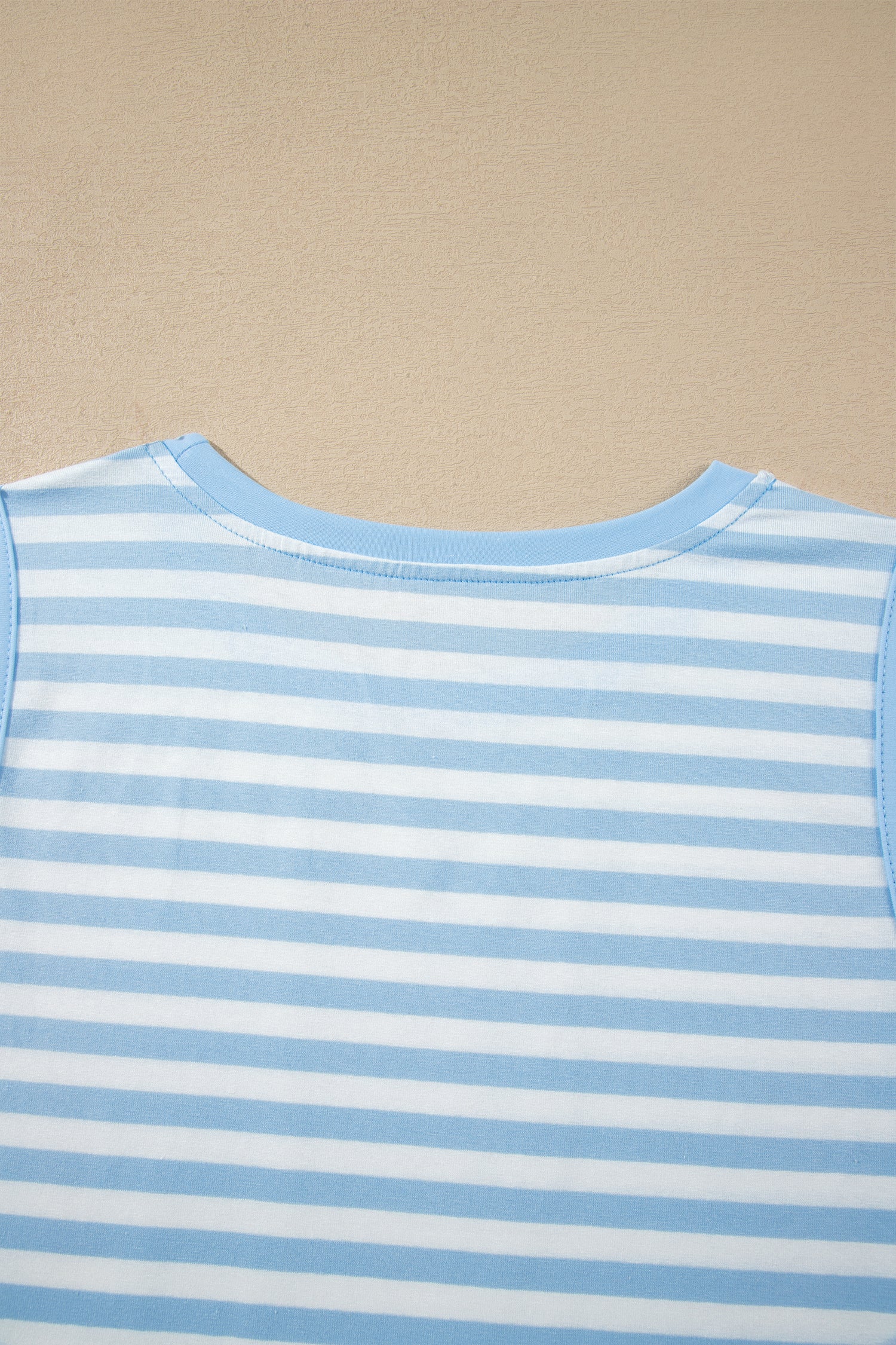 Sky Blue Stripe Slim Tank Contrast Ruffle Mini Skirt Set