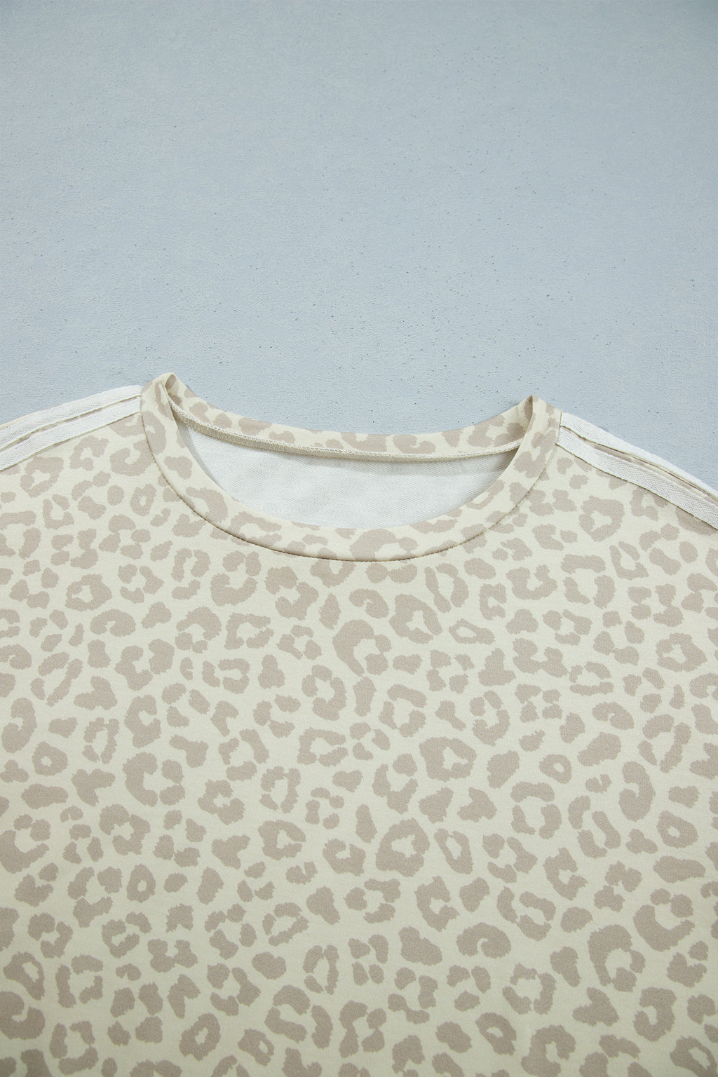 Apricot Leopard Print Varsity Striped Detail 3/4 Sleeve Top Shift Pant Set