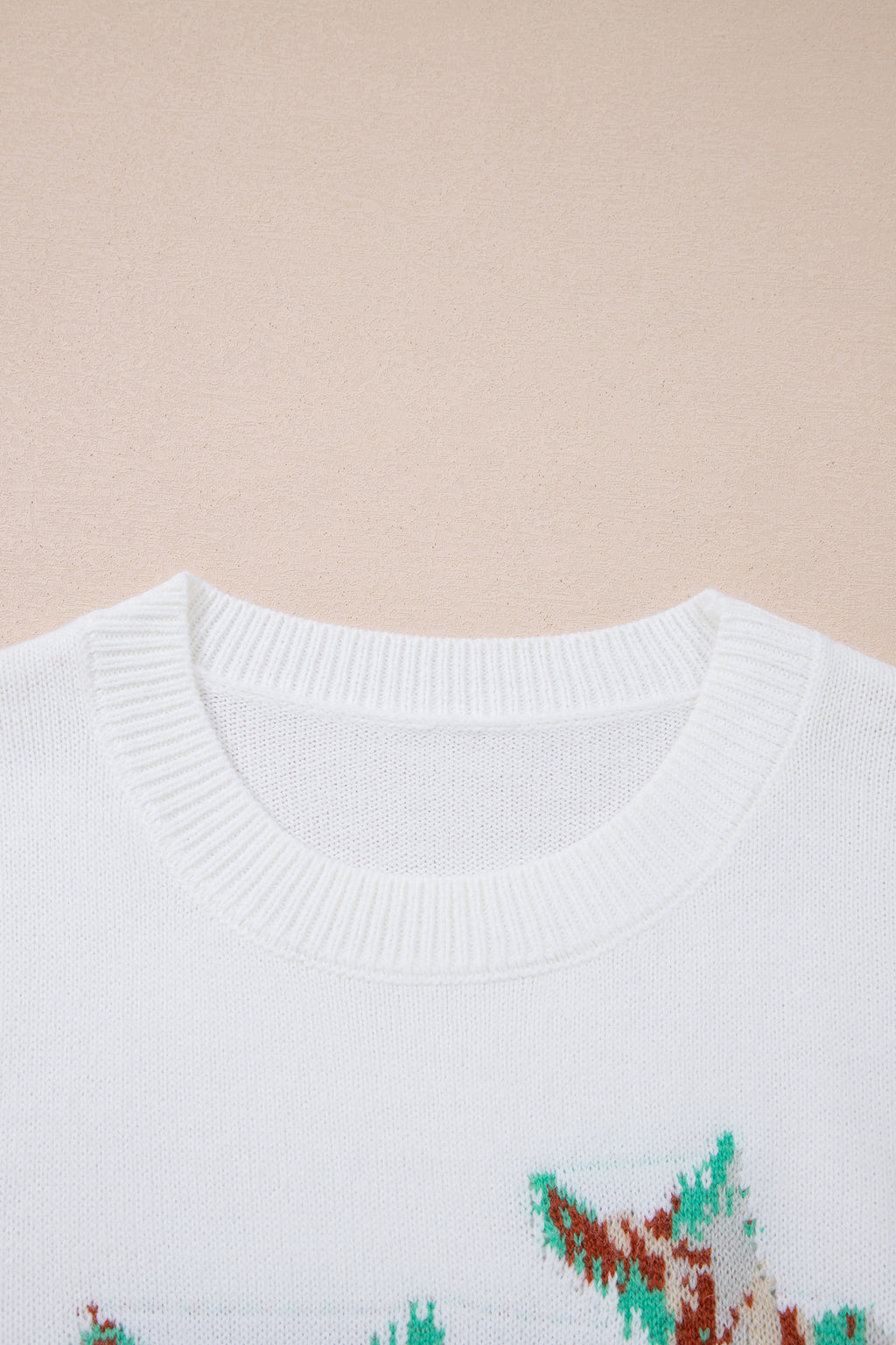 White Retro Flying Mallard Pattern Drop Shoulder Pullover Sweater