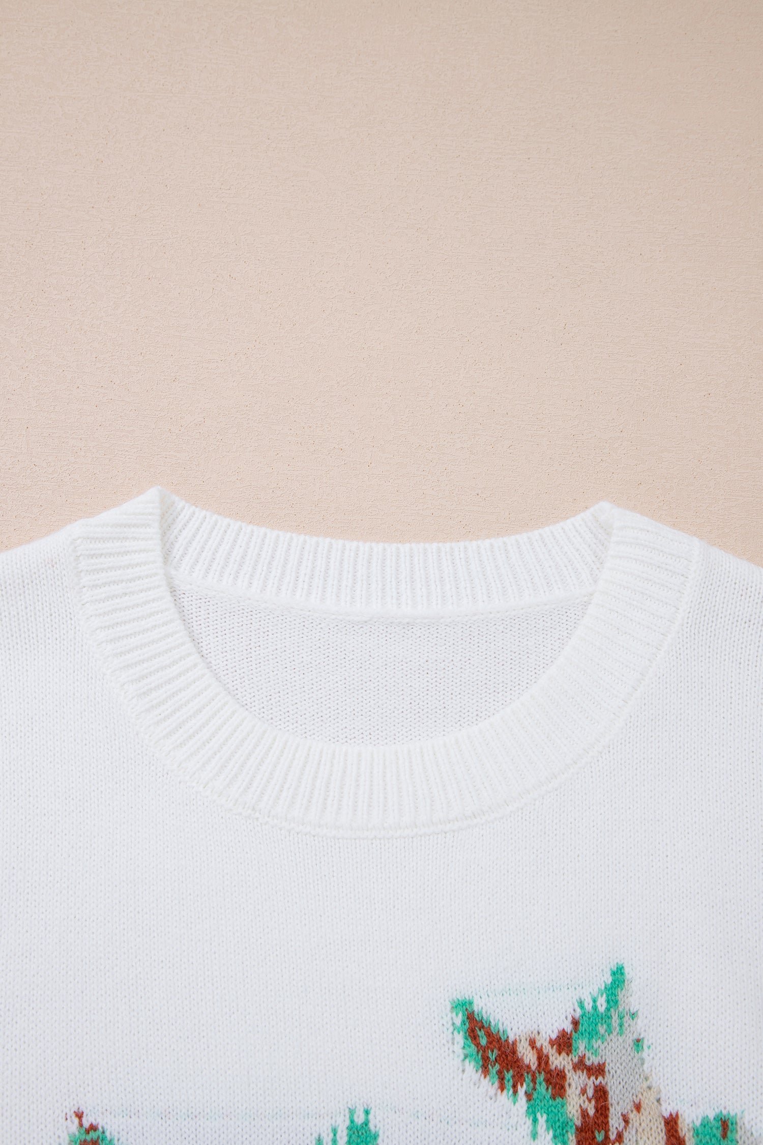 White Retro Flying Mallard Pattern Drop Shoulder Pullover Sweater