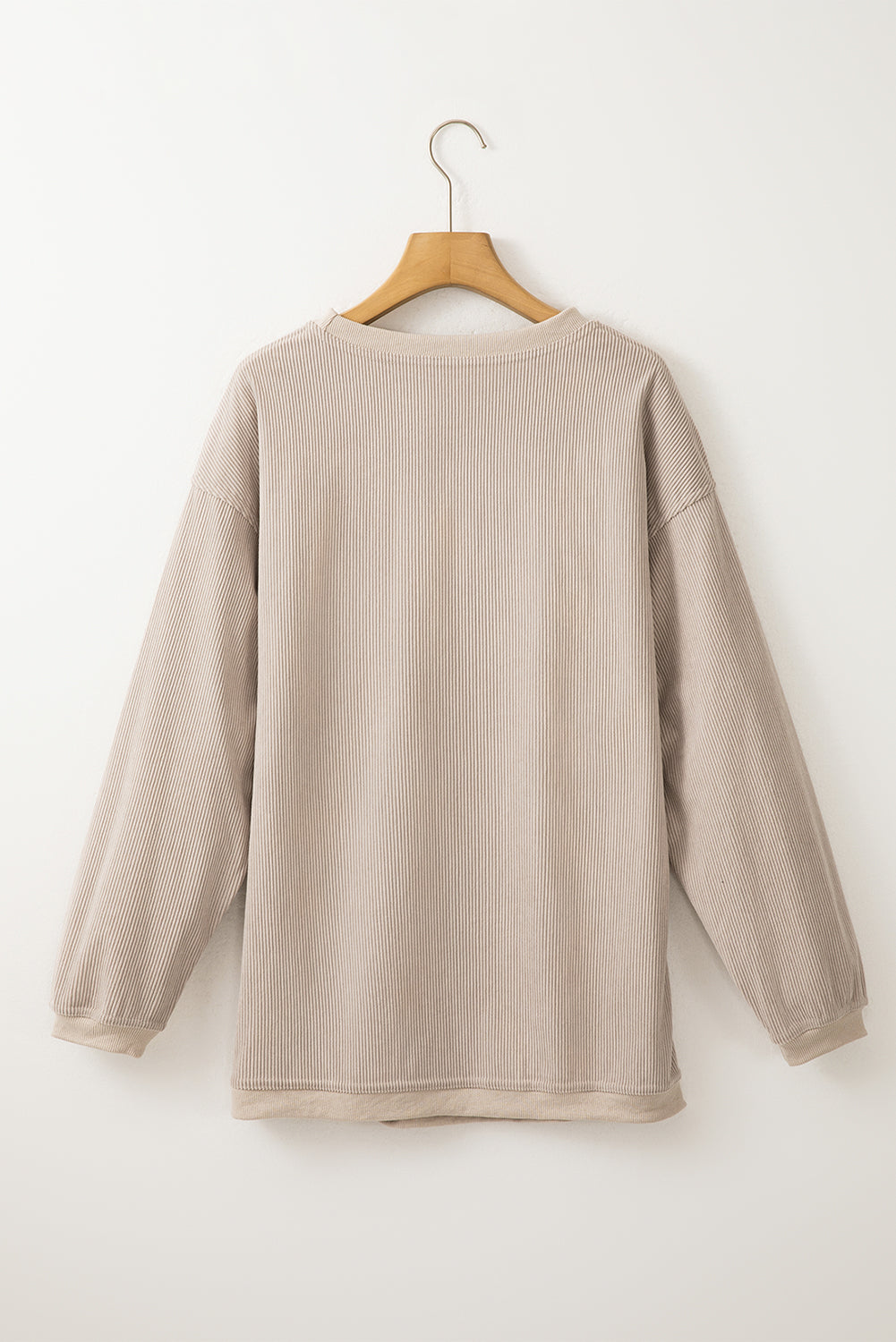 Smoke Gray Twisted Rib Texture game day Rugby Embroidered Baggy Sweatshirt
