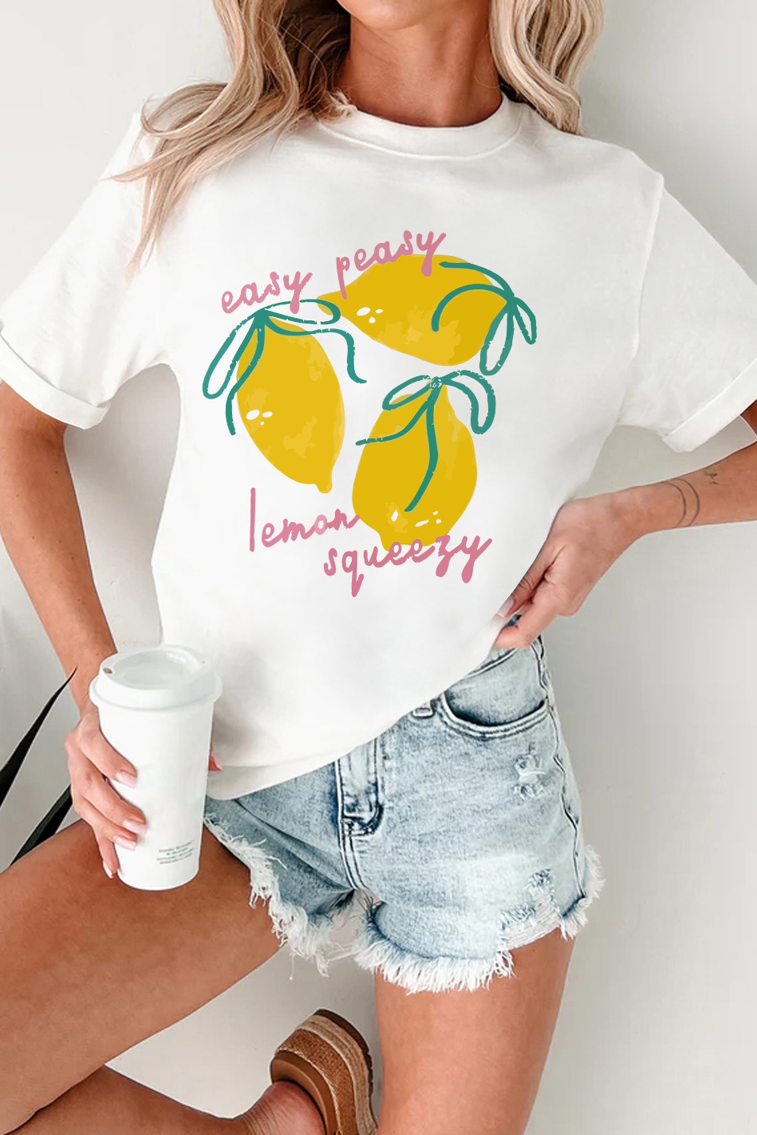 White Easy Peasy Lemon Squeezy Graphic Tee