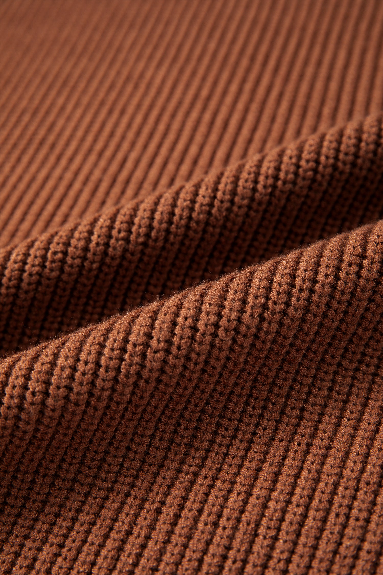 Chestnut Solid Color Mock Neck Oversized Tunic Sweater