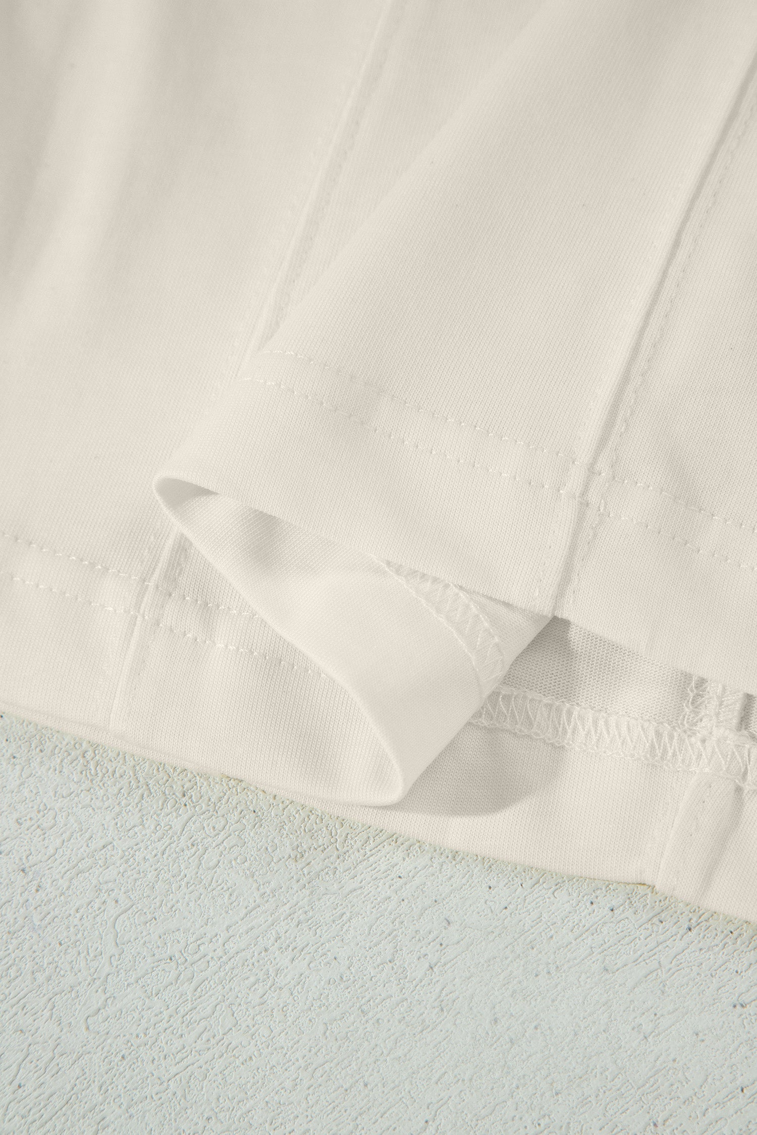 Beige Stitched Detail Loose Tank Top Cotton 2pcs Short Set