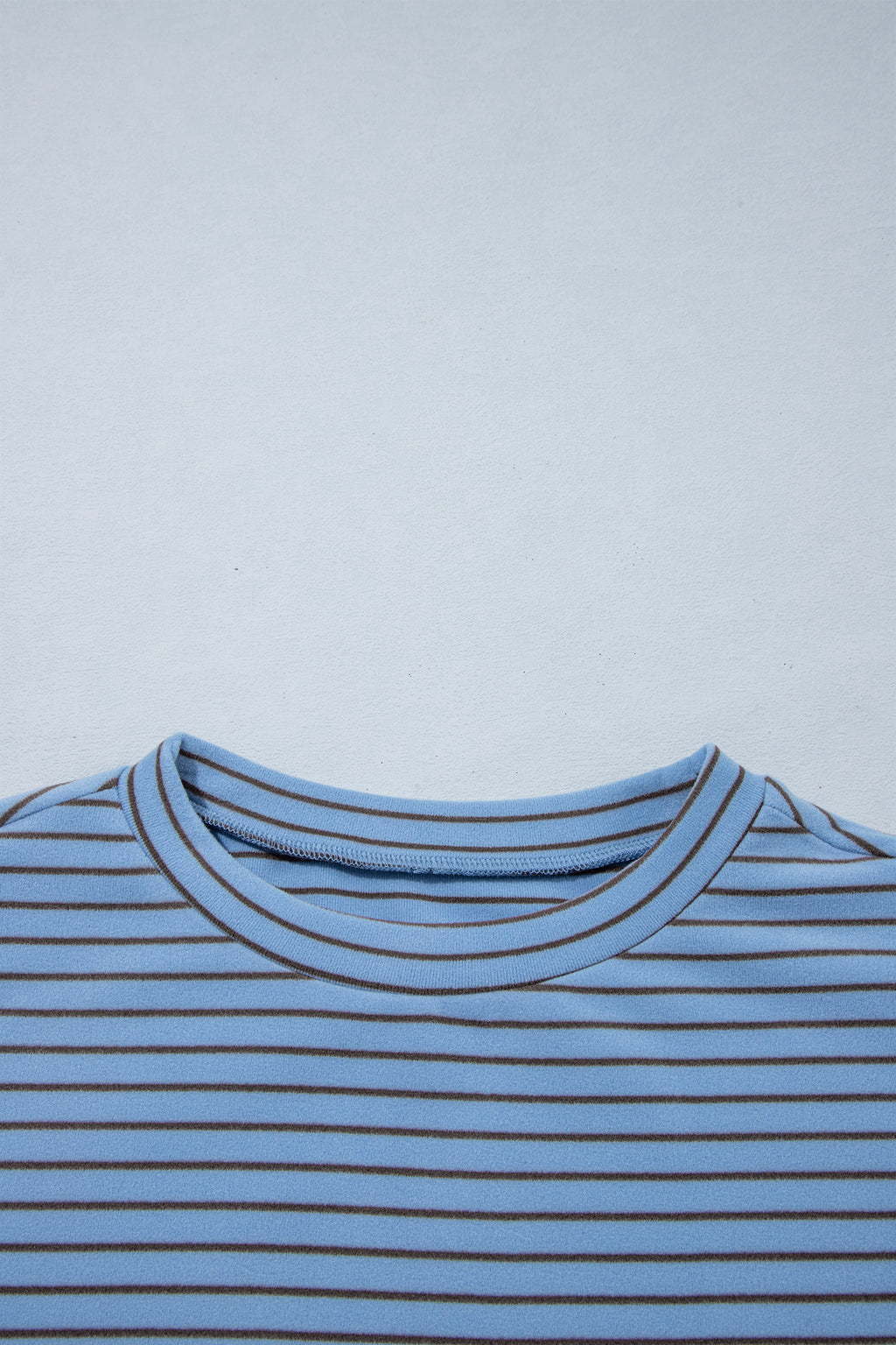 Sky Blue Stripe Color Block Contrast Long Sleeve Round Neck Casual Shift Pullover