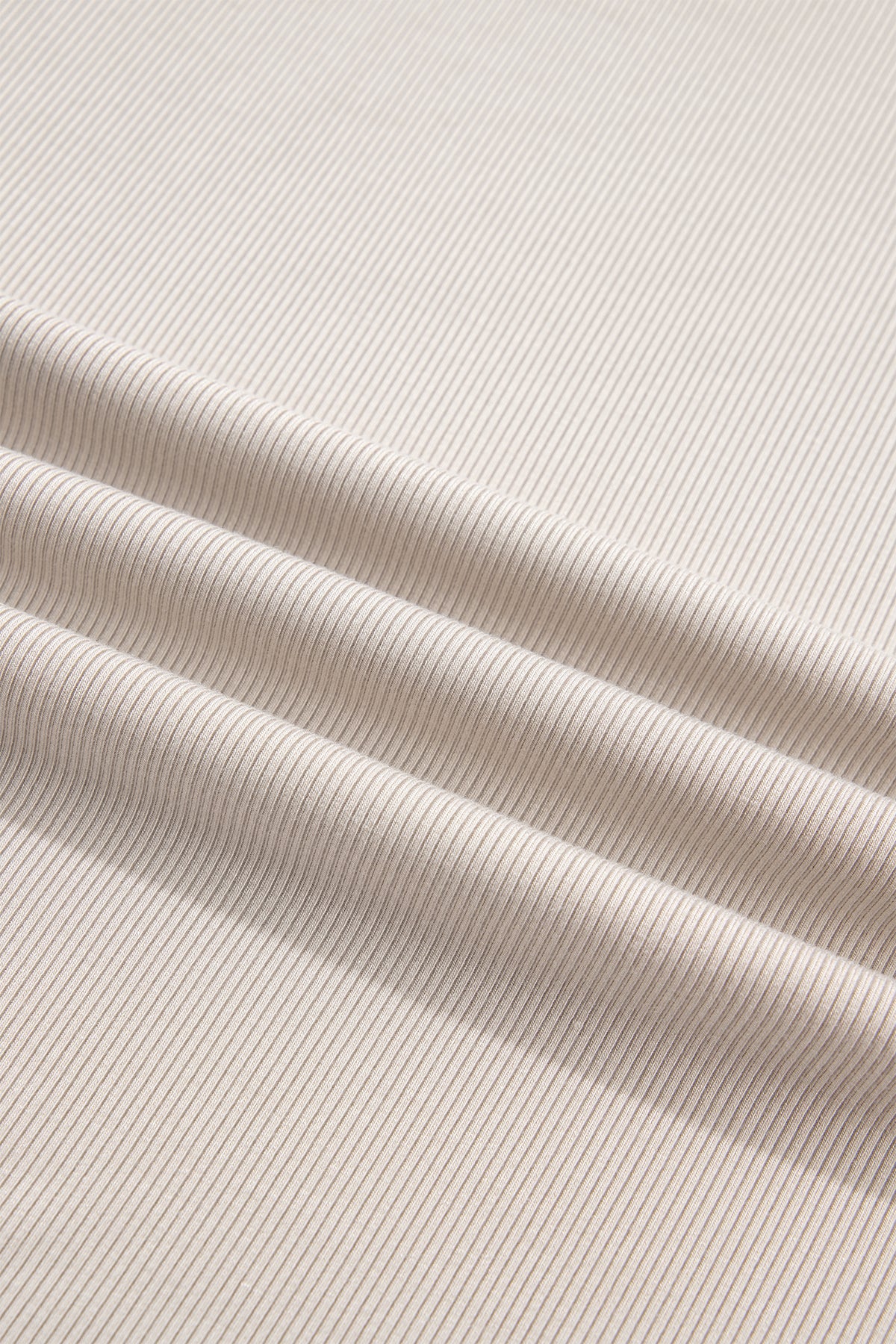 Beige Solid Color Round Neck Frill Detail Long Sleeve Top