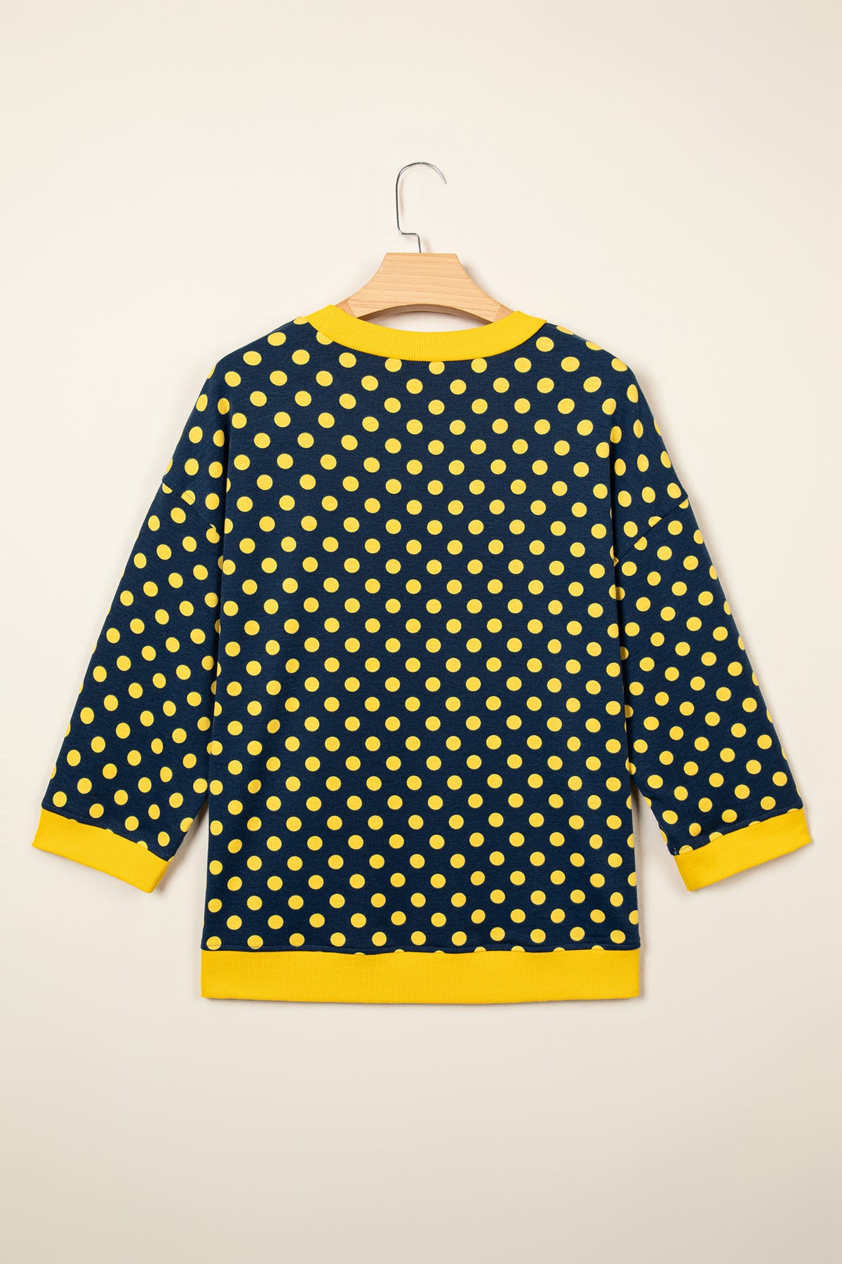 Green Polka Dot Print Contrast Trim Round Neck Bracelet Sleeve Top