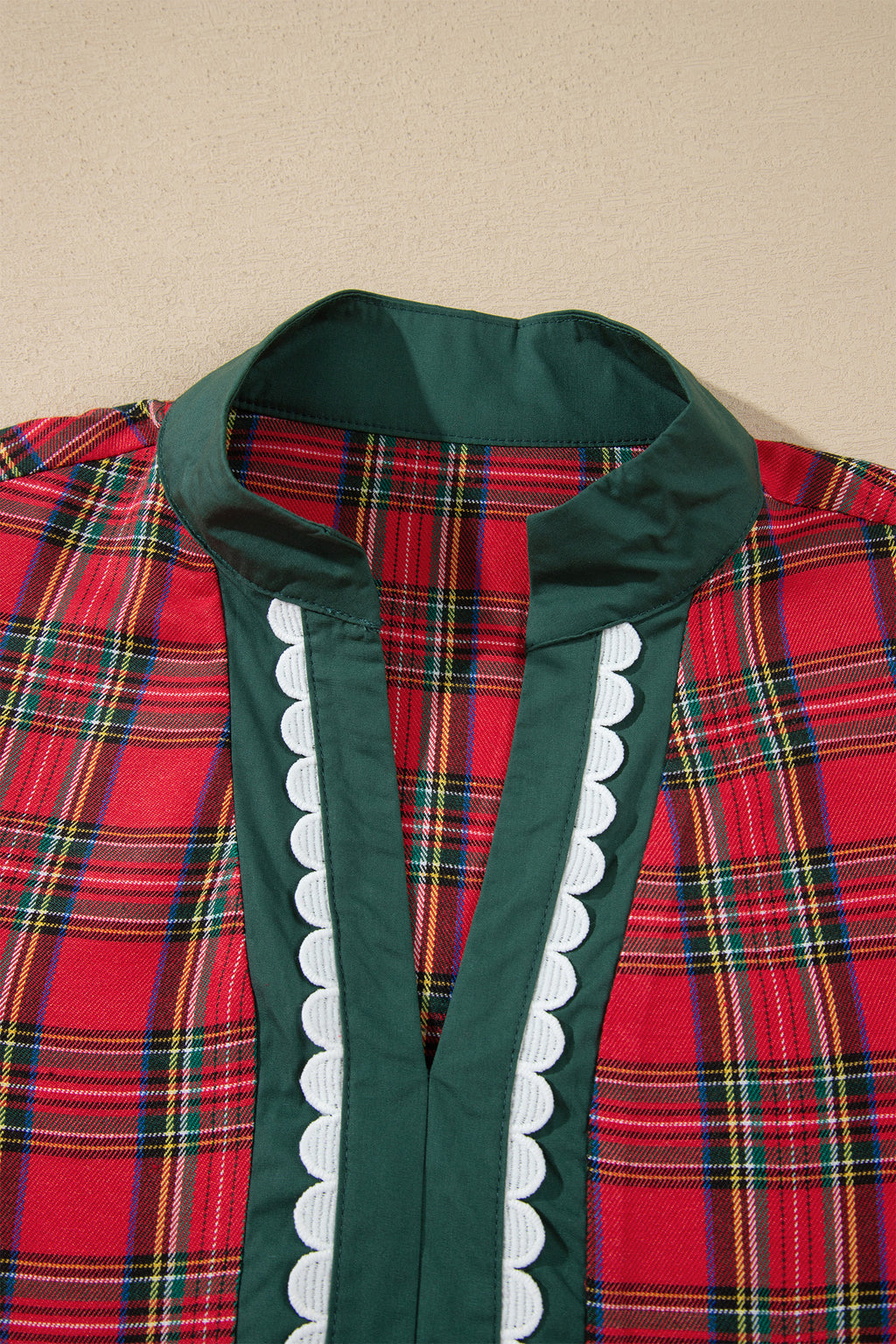Red Plaid Mini Mini Shift Style Short Sleeve Dress