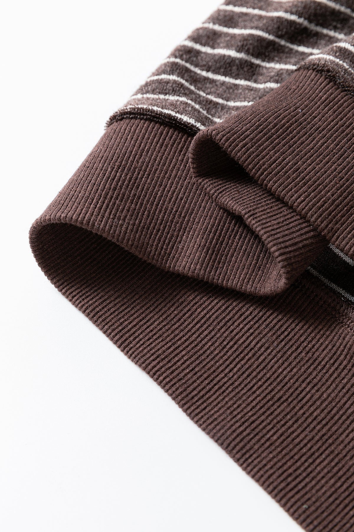 Black Stripe Cozy Terry Knit Long Sleeve Pullover Pocketed Shift Pants 2pcs Sets