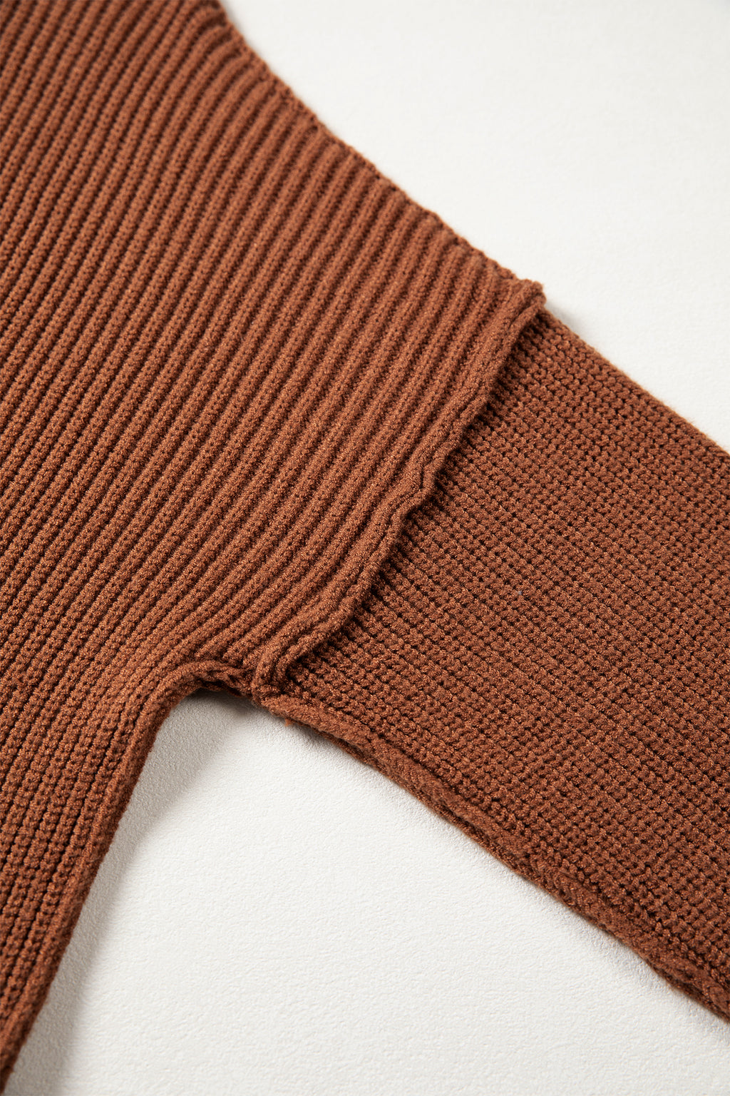 Chestnut Solid Color Mock Neck Oversized Tunic Sweater