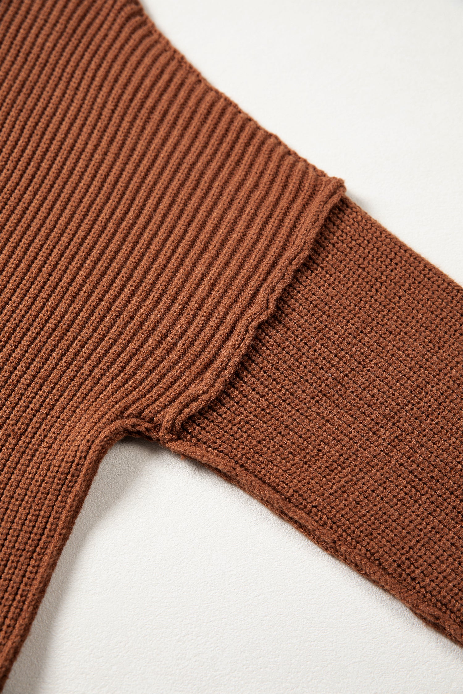 Chestnut Solid Color Mock Neck Oversized Tunic Sweater