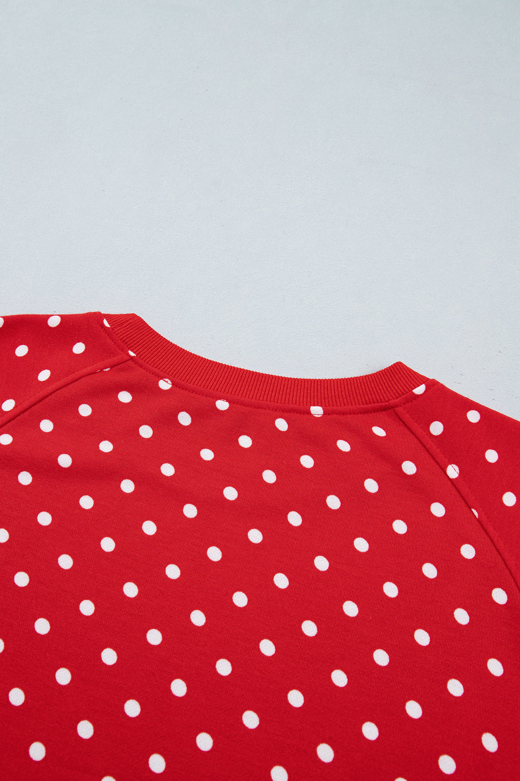 Blue Polka Dot Drawstring Wide Leg Long Sleeve Top Pant Set