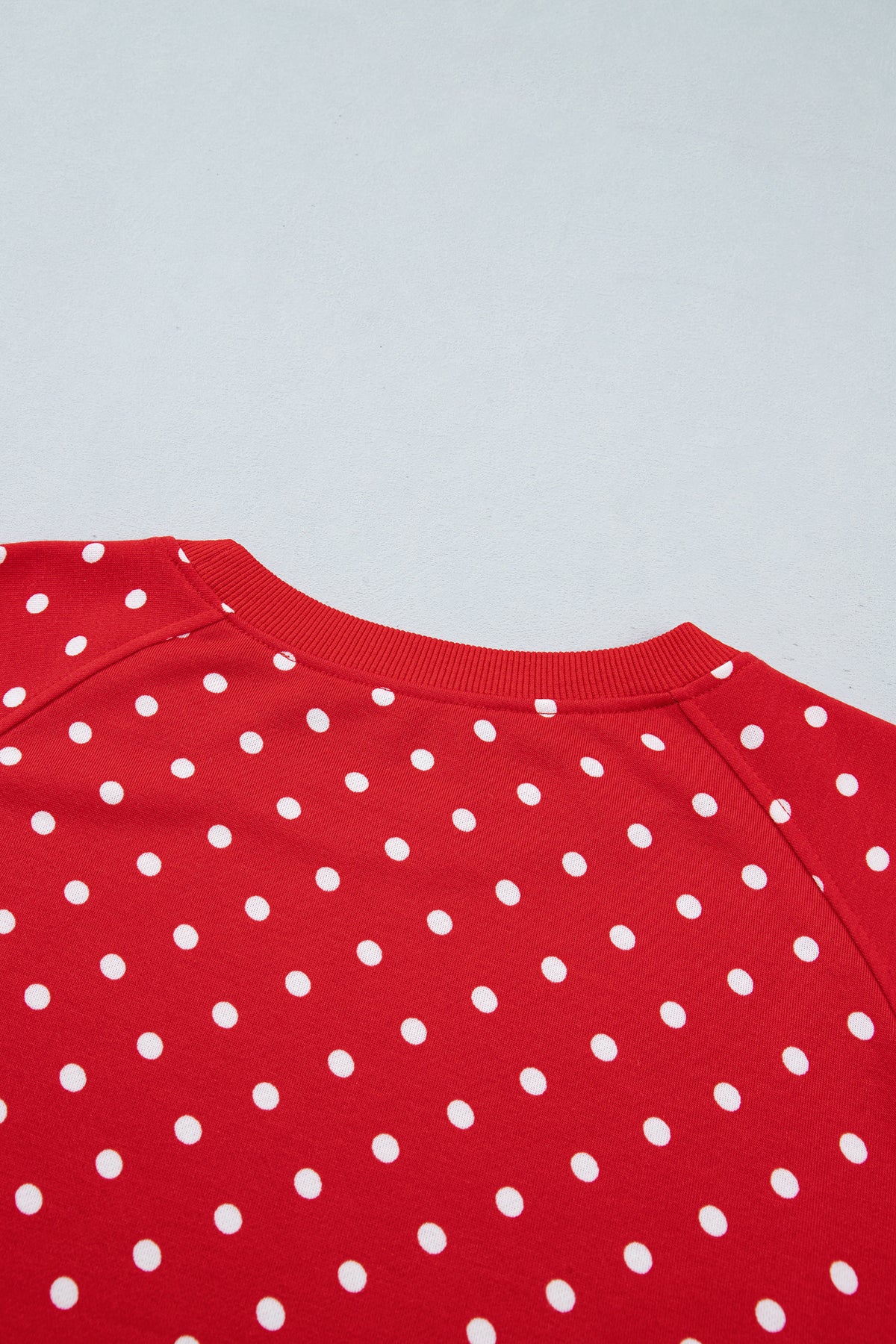 Blue Polka Dot Drawstring Wide Leg Long Sleeve Top Pant Set
