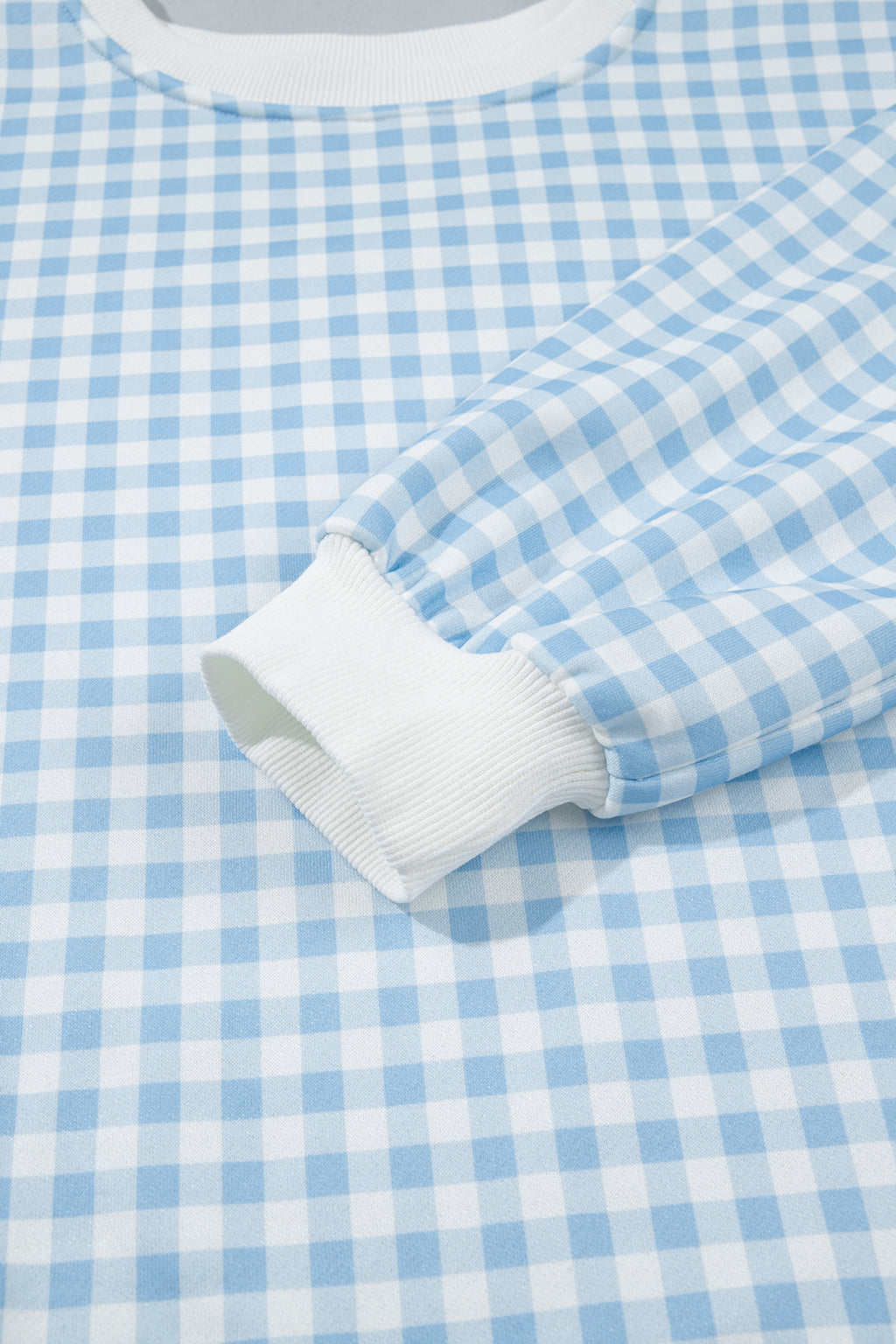 Sky Blue Plaid Baggy Pullover Drawstring Casual Shorts 2pcs Outfit