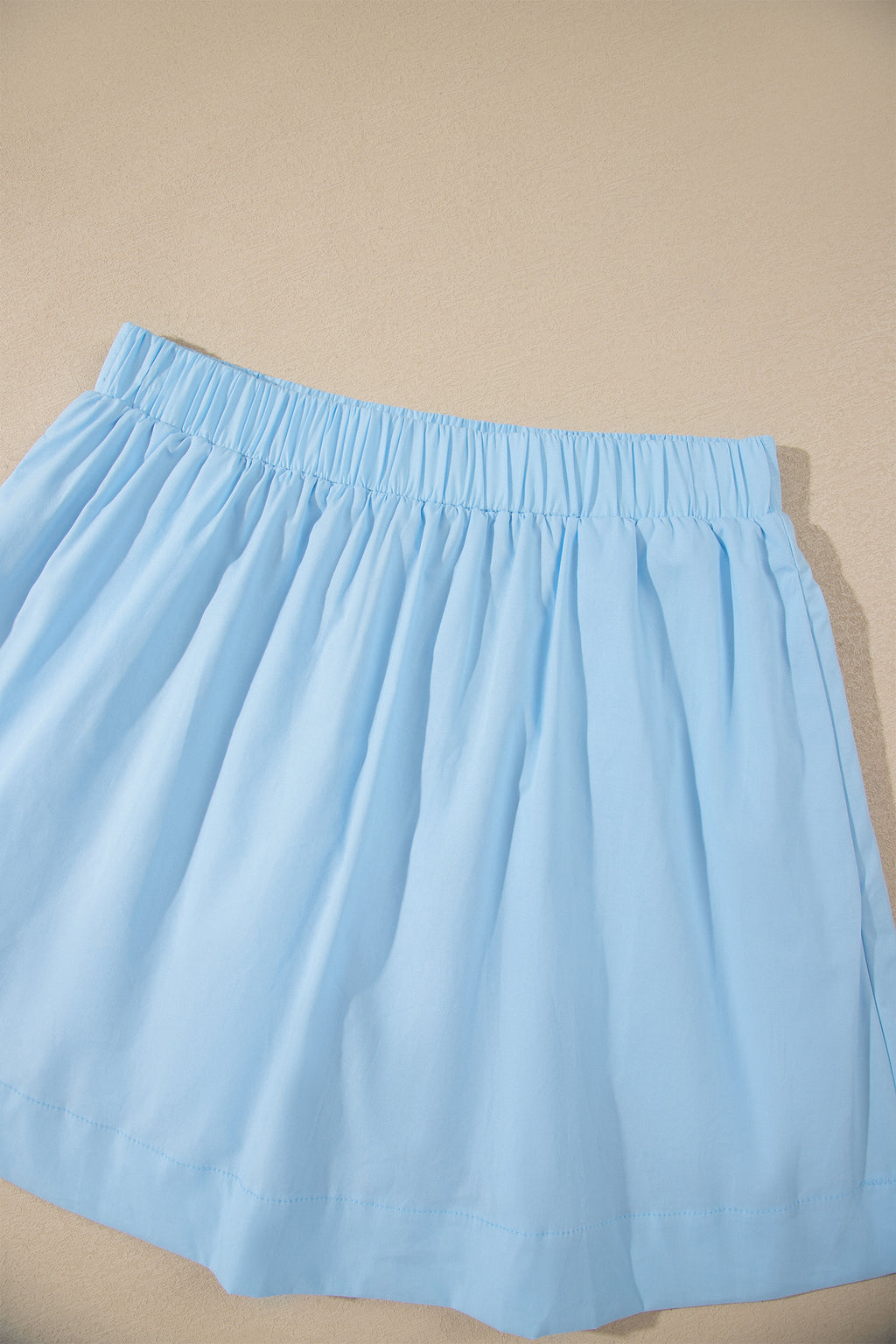 Sky Blue Stripe Slim Tank Contrast Ruffle Mini Skirt Set