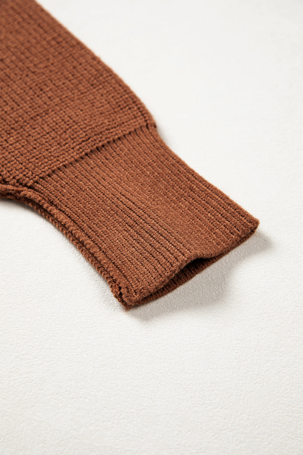 Chestnut Solid Color Mock Neck Oversized Tunic Sweater