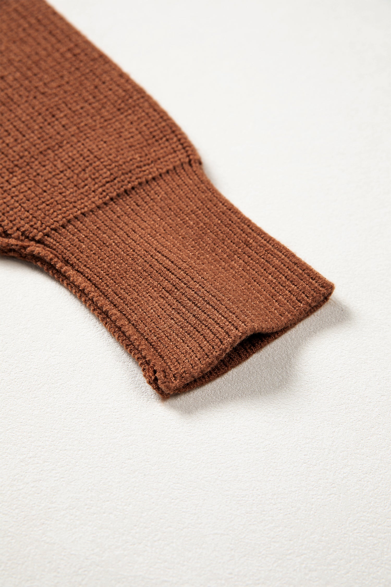 Chestnut Solid Color Mock Neck Oversized Tunic Sweater