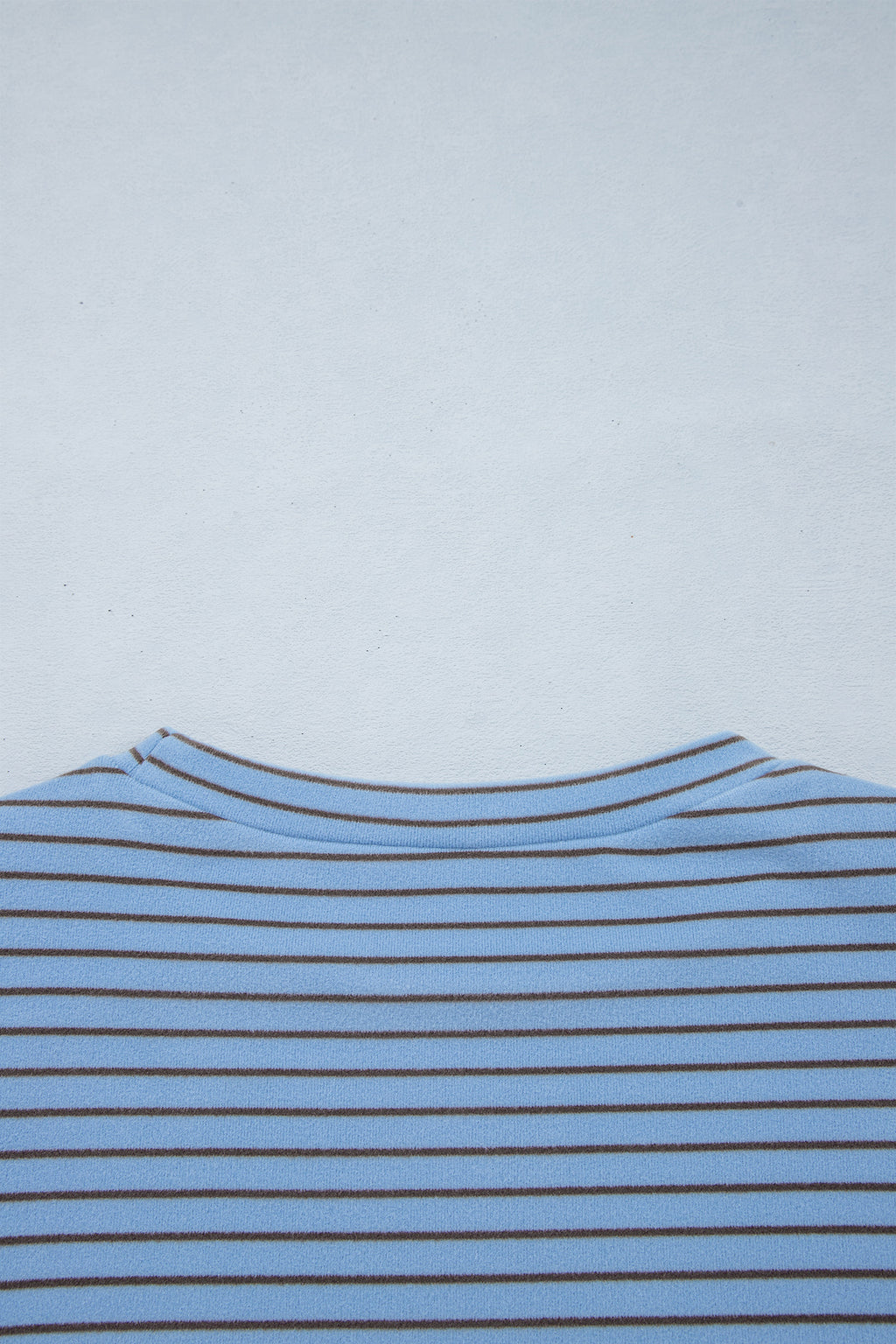 Sky Blue Stripe Color Block Contrast Long Sleeve Round Neck Casual Shift Pullover