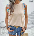 Boho Embroidered Strap Sleeveless Tank Top For Summer Apricot - (coming soon)