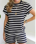 Black White Striped Short Sleeve Top and Shorts Set - (coming soon)
