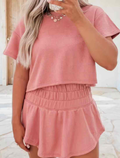 Blossom 2pcs Cropped Tee and Ruffled High Waist Skort Set