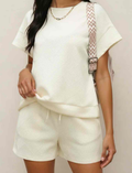 Apricot Textured Short Sleeve Top and Shorts Set