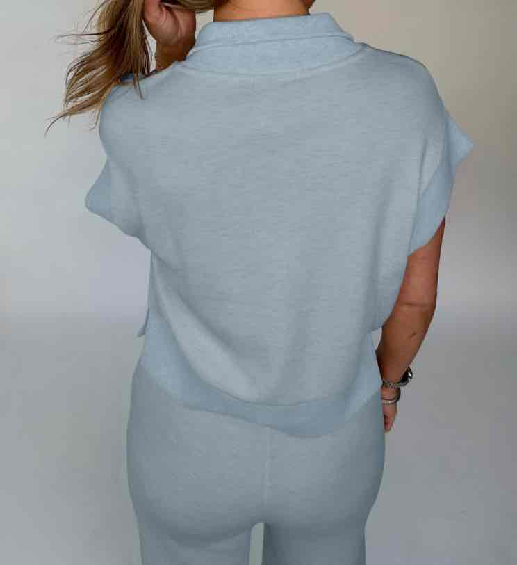 Beau Blue Half Zip Polo Tee Casual Pant Set - (coming soon)