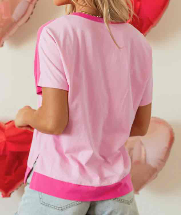 Pink Two Tone Half Buttons Collared T ShirtThis T-shirt - (coming soon)