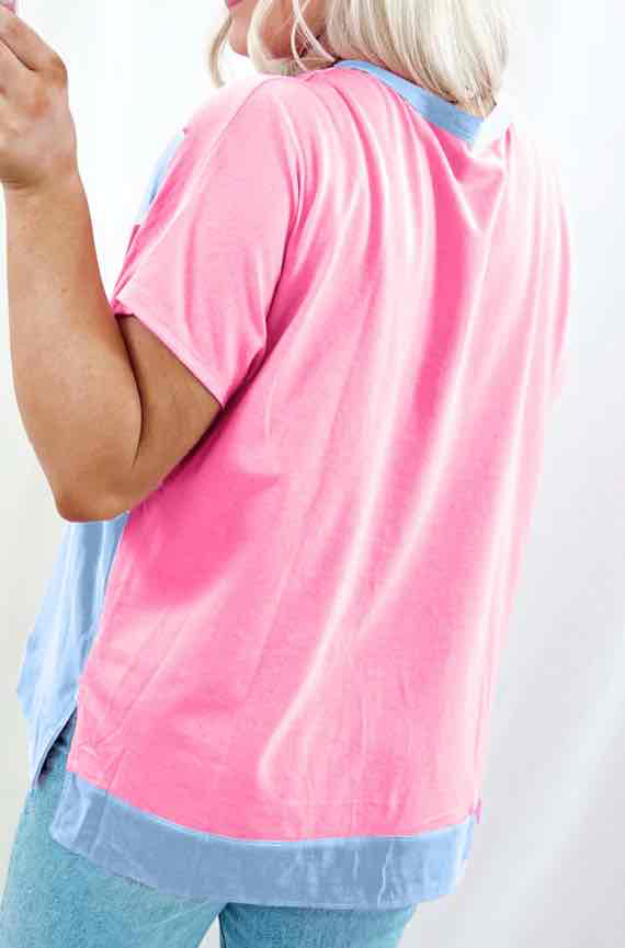Myosotis Two Tone Half Buttons Collared T Shirt - (coming soon)