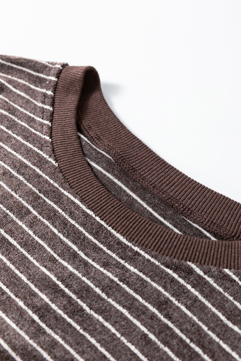 Black Stripe Cozy Terry Knit Long Sleeve Pullover Pocketed Shift Pants 2pcs Sets