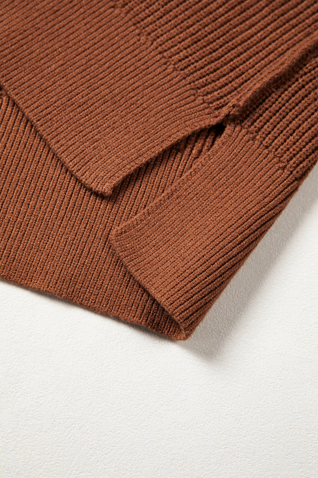 Chestnut Solid Color Mock Neck Oversized Tunic Sweater