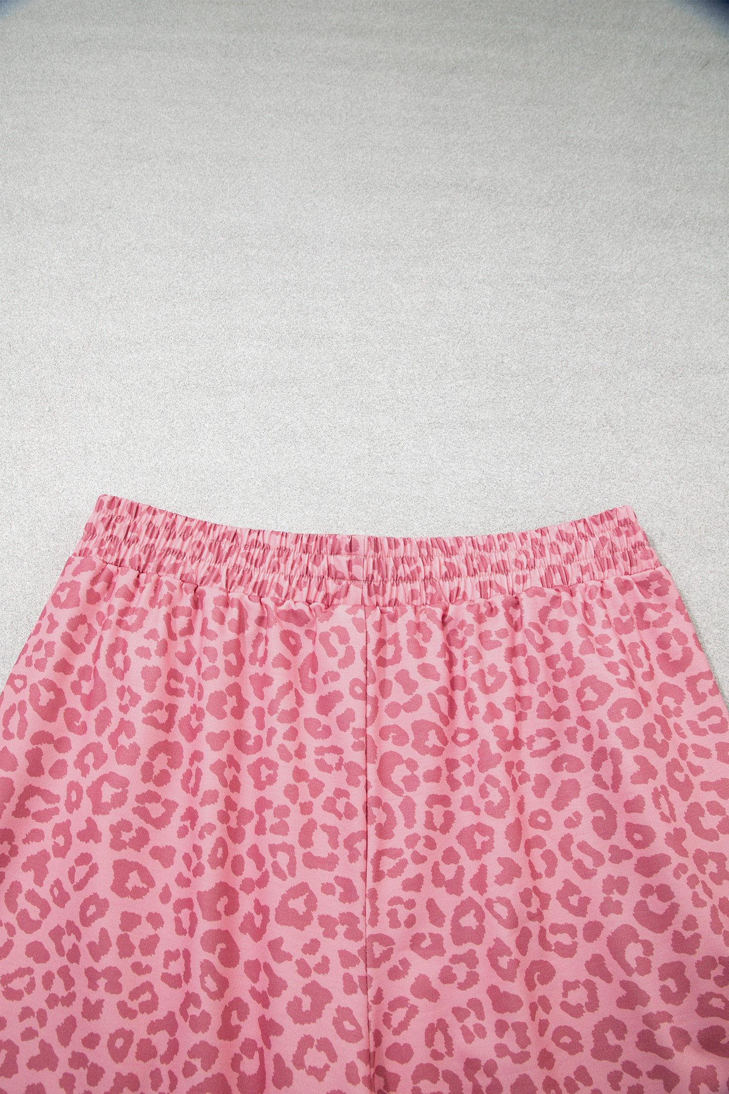 Apricot Leopard Print Varsity Striped Detail 3/4 Sleeve Top Shift Pant Set