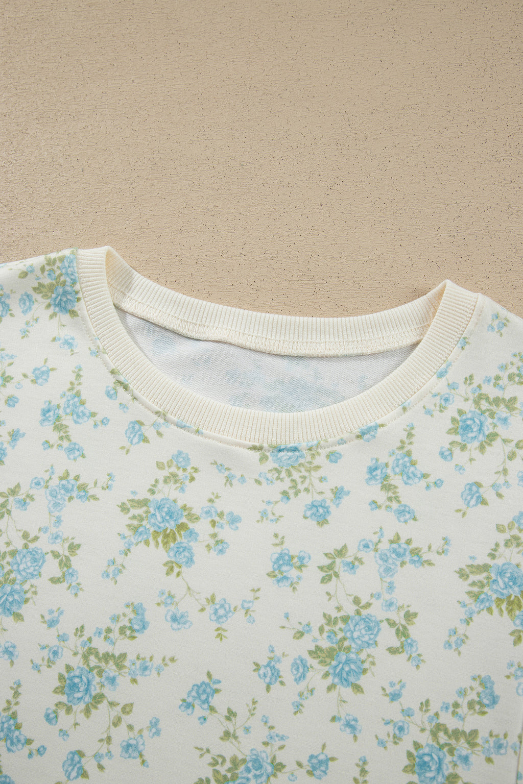 Pink Floral Print Short Sleeve Elastic Waist Pocket Casual Two Piece Short Sets
