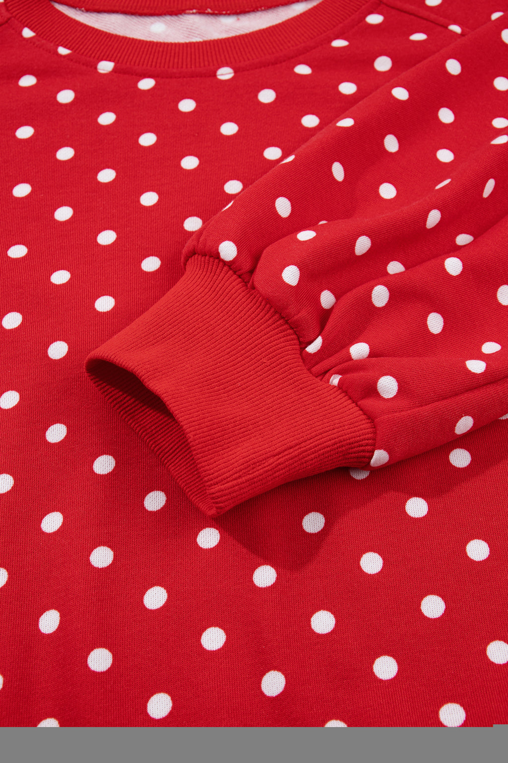 Blue Polka Dot Drawstring Wide Leg Long Sleeve Top Pant Set