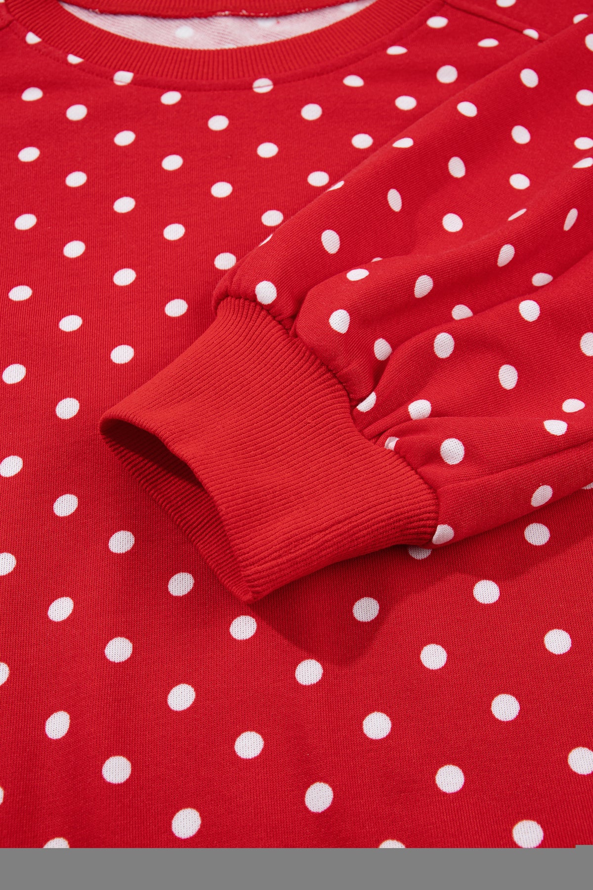 Blue Polka Dot Drawstring Wide Leg Long Sleeve Top Pant Set