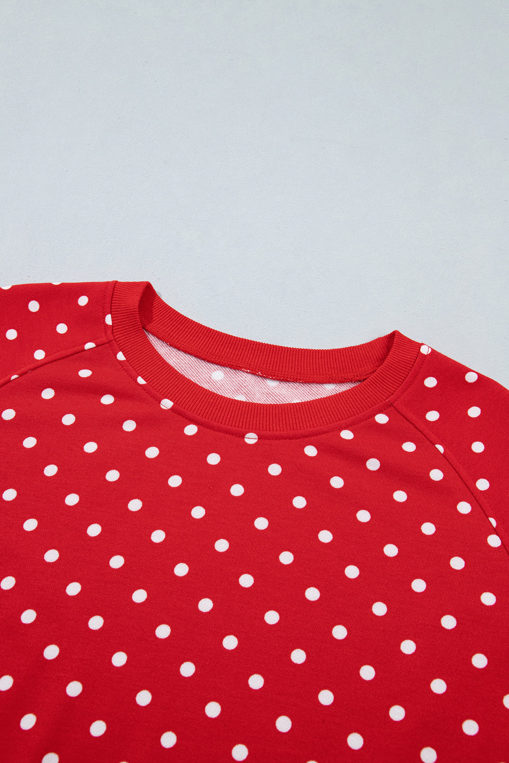 Blue Polka Dot Drawstring Wide Leg Long Sleeve Top Pant Set